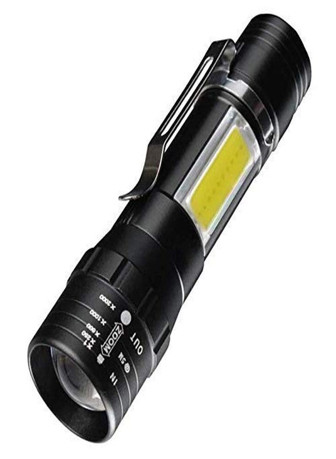 SKPM Sun Rechargeable and Zoomable Aluminum Flashlight with COB Side Light - Image 1